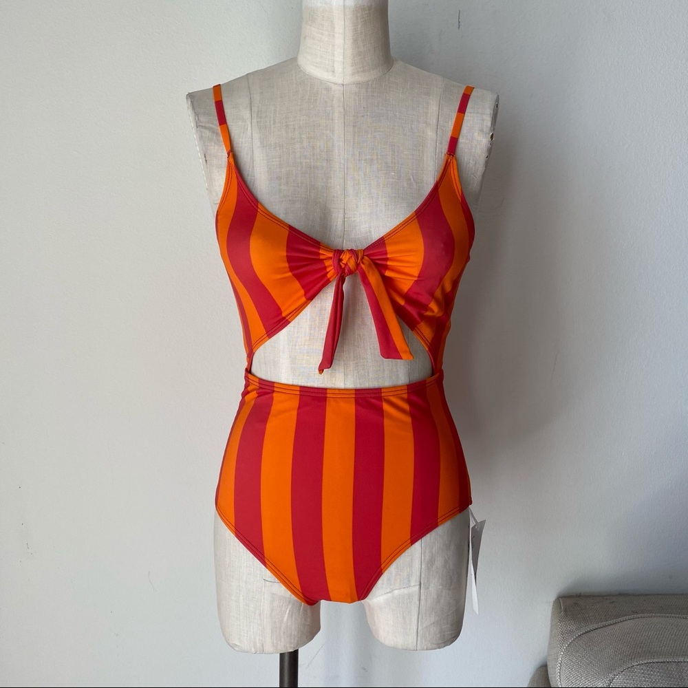 UO Out From Under Printed Tie-Front Swimsuit